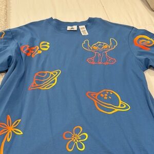 LIKE NEW…Blue STITCH Shirt with Orange Accents